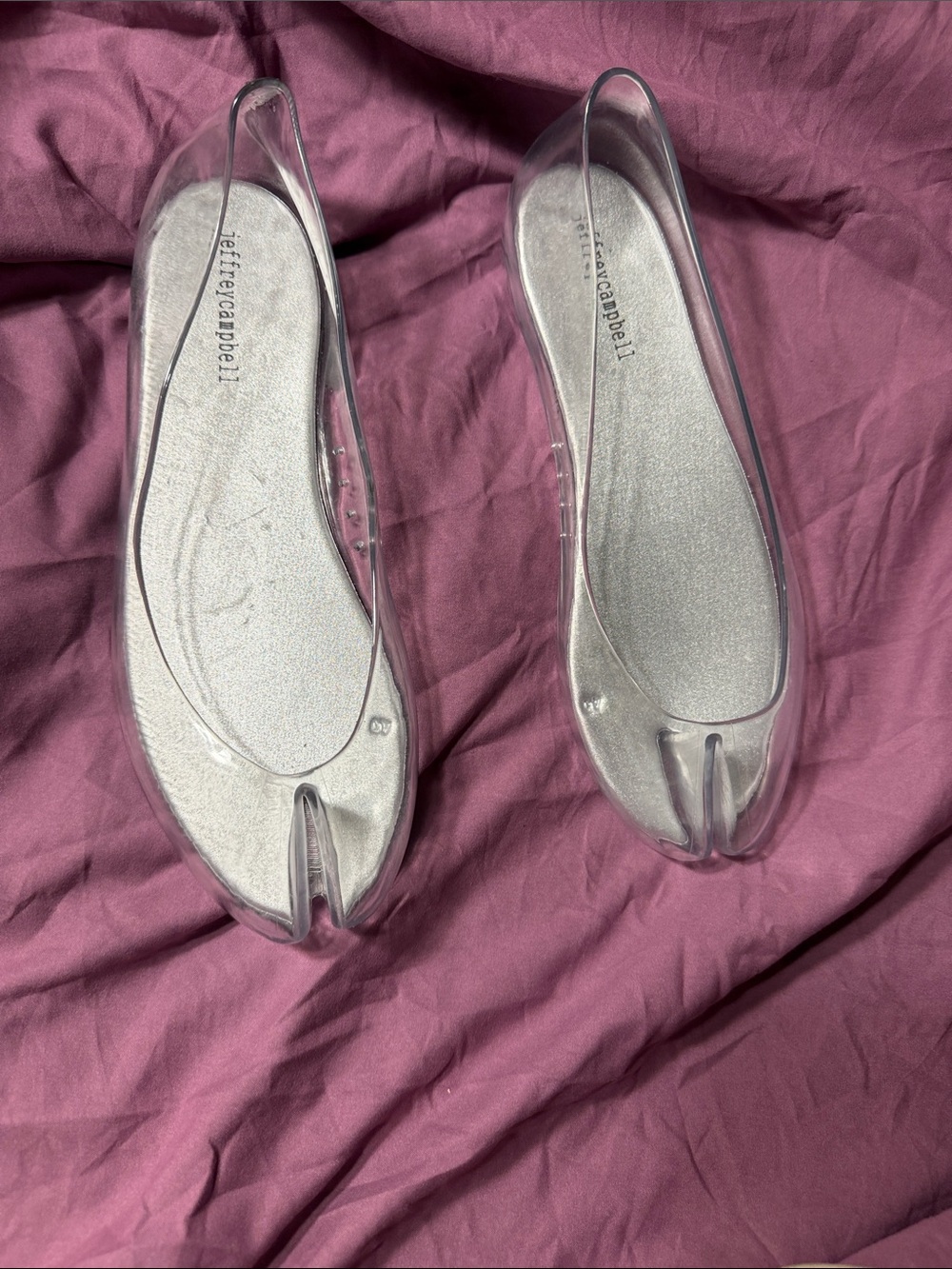 Jeffrey Campbell Clear Jelly Split-Toe Ballet Flats with Silver Insole - Picture 2 of 5